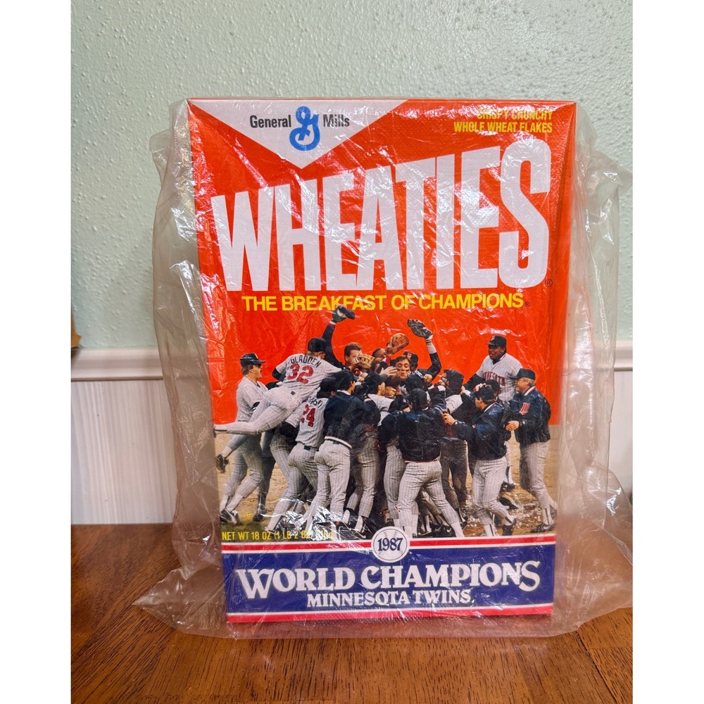 Vintage Minnesota Twins 1987 World Series Champs Wheaties Cereal Box Baseball